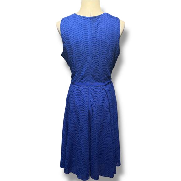Danny and Nicole Sleeveless Scallop Dress Cobalt Blue 16 - Picture 3 of 6